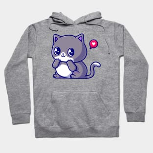 Cute Shy Cat Cartoon Hoodie